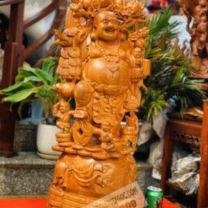 Tượng Di Lặc Cửu Phúc Vác Cành Đào gỗ Hương [9,600,000] (3)