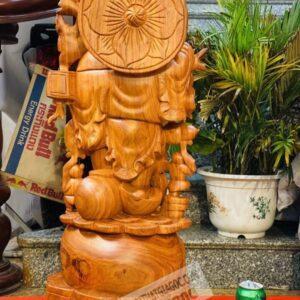 Tượng Di Lặc Cửu Phúc Vác Cành Đào gỗ Hương [9,600,000] (7)