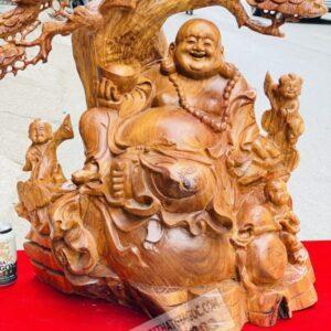 Tượng Di Lặc Ngồi Gốc Tùng Cao 85 gỗ Hương [15,000,000] (5)