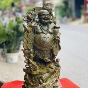 Tượng Di Lặc Ngũ Phúc Đứng Gánh Cành Đào gỗ Hương [8,200,000] (2)