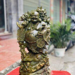 Tượng Di Lặc Ngũ Phúc Đứng Gánh Cành Đào gỗ Hương [8,200,000] (3)