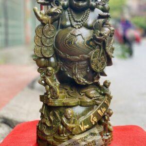 Tượng Di Lặc Ngũ Phúc Đứng Gánh Cành Đào gỗ Hương [8,200,000] (4)