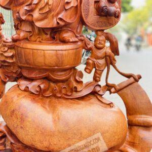 Tượng Di Lặc Ngũ Phúc Vác Cành Đào Gỗ Nu Hương [40,500,000] (9)