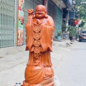 Tượng Gỗ Di Lặc Nhị Phúc Đứng Lân Gỗ Xá Xị [8,900,000] (4)