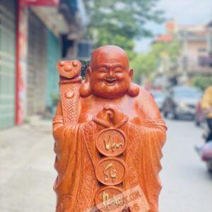 Tượng Gỗ Di Lặc Nhị Phúc Đứng Lân Gỗ Xá Xị [8,900,000] (5)