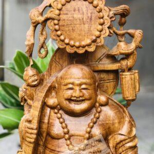 Tượng Gỗ Di Lặc Tam Phúc Đứng Bao Tiền Gỗ Hương Ta [10,000,000] (3)