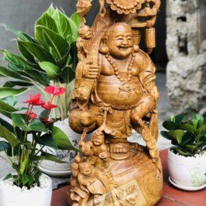 Tượng Gỗ Di Lặc Tam Phúc Đứng Bao Tiền Gỗ Hương Ta [10,000,000] (5)