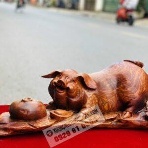 Tượng Heo Tài Lộc Gỗ Hương Ta Ngang 59cm [3,400,000] (2)