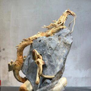 Tượng Nhất Long Vờn Nguyệt Gỗ Nhai Bách Cao 80cm [36,000,000] (9)