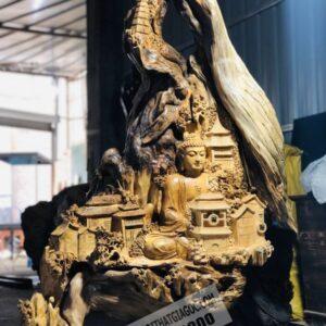 Tượng Nhất Tâm Bái Phật Gỗ Nhai Bách Cao 1m3 [31,000,000] (6)