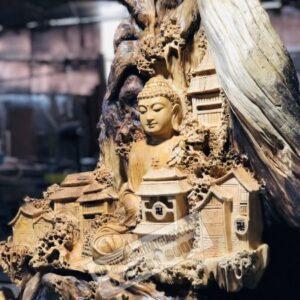 Tượng Nhất Tâm Bái Phật Gỗ Nhai Bách Cao 1m3 [31,000,000] (9)