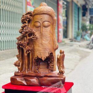 Tượng Nhất Tâm Bái Phật Gỗ Xá Xị Cao 77cm [8,700,000] (3)