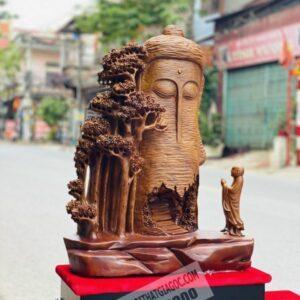 Tượng Nhất Tâm Bái Phật Gỗ Xá Xị Cao 77cm [8,700,000] (4)