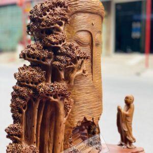 Tượng Nhất Tâm Bái Phật Gỗ Xá Xị Cao 77cm [8,700,000] (5)