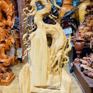 Tượng Phật Bà Quan Âm Đứng Lá Sen Gỗ Bách Xanh [22,500,000] (10)