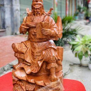 Tượng Quan Công Đọc Sách Gỗ Hương Đá Cao 70cm [8,700,000] (3)