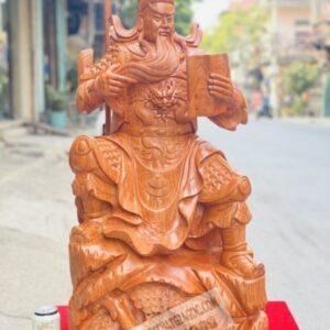 Tượng Quan Công Đọc Sách Gỗ Hương Đá Cao 90cm [23,000,000] (2)