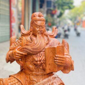 Tượng Quan Công Đọc Sách Gỗ Hương Đá Cao 90cm [23,000,000] (5)