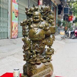 Tượng gỗ Phật Di Lặc Ngũ Phúc Vác Cành Đào cực đẹp [7,900,000] (3)