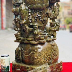 Tượng gỗ Phật Di Lặc Ngũ Phúc Vác Cành Đào cực đẹp [7,900,000] (6)