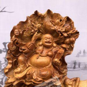 Tượng phật Di Lặc Ngồi Lá Sen Gỗ Hương Cực Đẹp [6,000,000] (1)